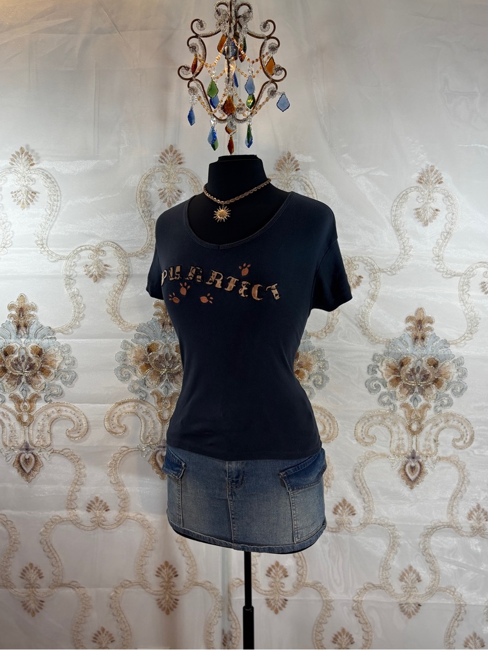 ✨Vintage Y2K Purrfect Cheetah Lettering Graphic Baby Tee✨